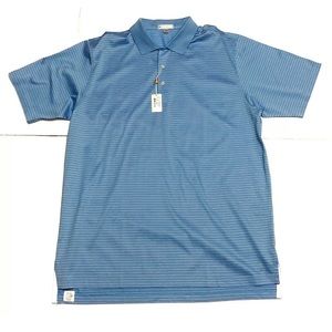 Peter Millar Mens Alpine Blue Button Golf Polo XXL